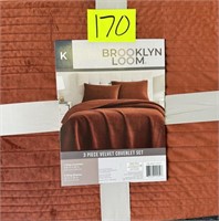 king brooklyn loom 3pc velvet coverlet set