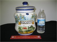 LOVELY HAND PAINTED COVERED BISCUIT JAR