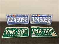 4 License Plates - Colorado, Truck