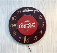 1950 Coca Cola 18" Metal Enamel Clock Works