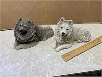 (2)Sandicast Dog Sculptures 1 Keeshond & 1 Samoyed