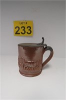 Vintage Brown Stone English Stein w/ Relief Cows