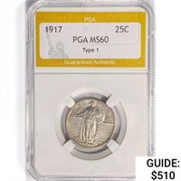 1917 Standing Liberty Quarter PGA MS60 Type 1