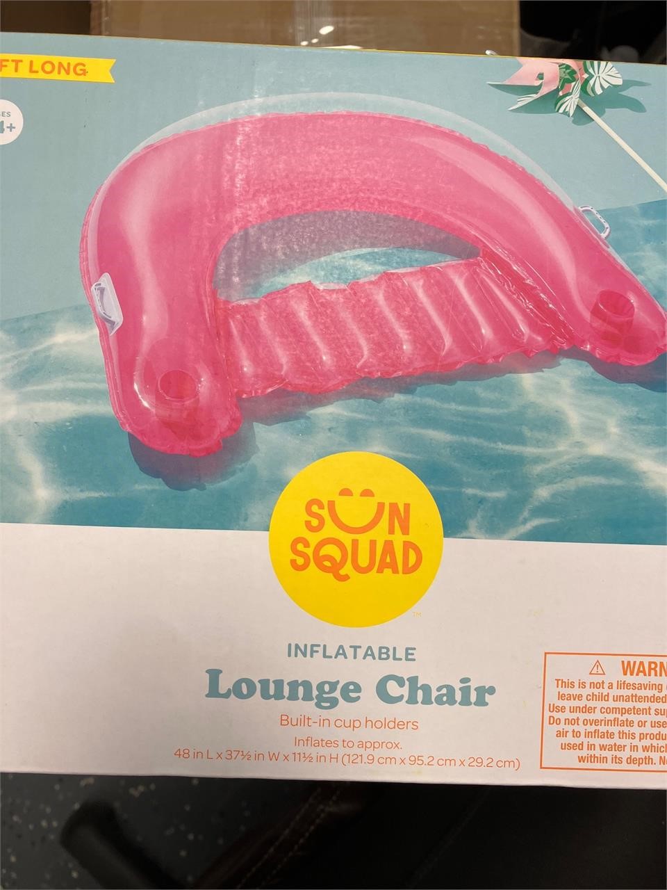 Pink inflatable pool lounge chair