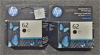 (2) HP B/W 62 New Printer Ink