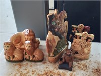 group of chalkware lions,horse & bear