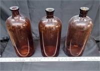 3 Brown/Amber Bottles