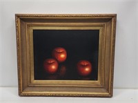 Early Oil on Canvas Still Life Apples Painting