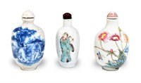 Group of 3 Chinese Porcelain Snuff Bottles