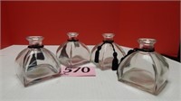 SET OF 4 GLASS VASES 5 IN