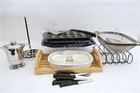 Corning Ware Bakeware, Muffin Trays, Knives