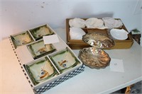 Asian Dish Sets and Silver Plate Seashell trinkets