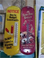 Pair of metal thermometers 1 yellow and 1 red