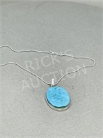 Turquoise & silver pendant & chain