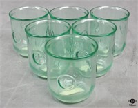 Green Fleur-De-Lis Glassware / 6 Pc