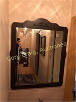 Wall mirror with etching,