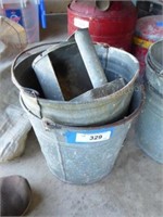 2 galvanized pails & scoop