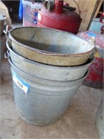 3 galvanized pails