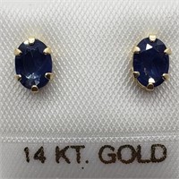 $140 14K Sapphire 1.4Ct 6X4Mm Earrings