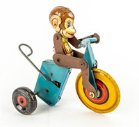 Vintage Marx Monkey Cyclist Tin Litho Toy