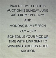 Pick Up Times For Winning Bidders