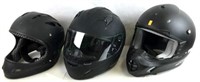 (3) Matte Black Helmets W/ Hjc Motorcycle Helmet