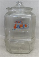 Lance cracker store jar, signed lid