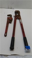bolt cutter, plumbers wrench