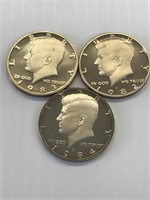 1982-S, 83-S, 84-S JFK Proof Halvesx3