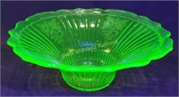 Large VTG Green Vaseline Glass Bowl