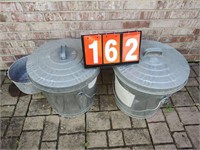 Pair Galv Trash Cans  16"