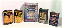 Flat w/ Vtg Insecticide, Oil & Antifreeze Cans