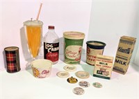 Flat w/ Vtg Milk Product Containers, Beer