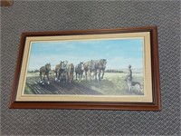 Large Artwork Horse Plowing Joyce Bridget Vintage