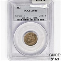 1862 Indian Head Cent PCGS AU55
