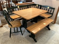 Large butcher block style breakfast set