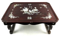 Chinese Laquer & M.o.p Inlaid Tray Style Table