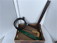 Lot- metal square, propane hose, misc