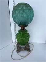 Green glass oil lamp styled lamp