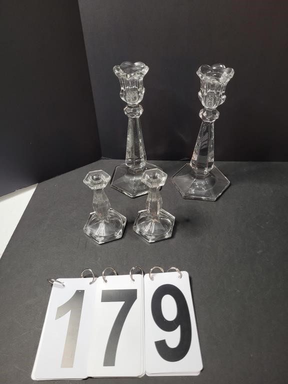 2 Pair of Glass Candle Sticks