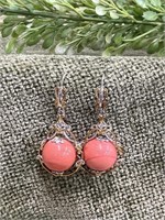Bamboo Coral 18mm Sterling Silver Drop Earrings