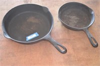 Two 8" Cast Iron Skillets.  One Griswold & One