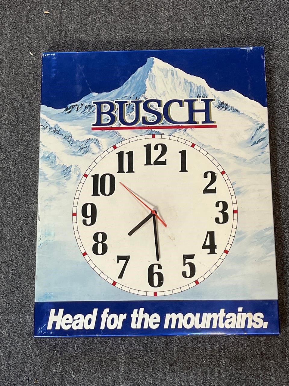 Vintage Busch beer metal clock sign