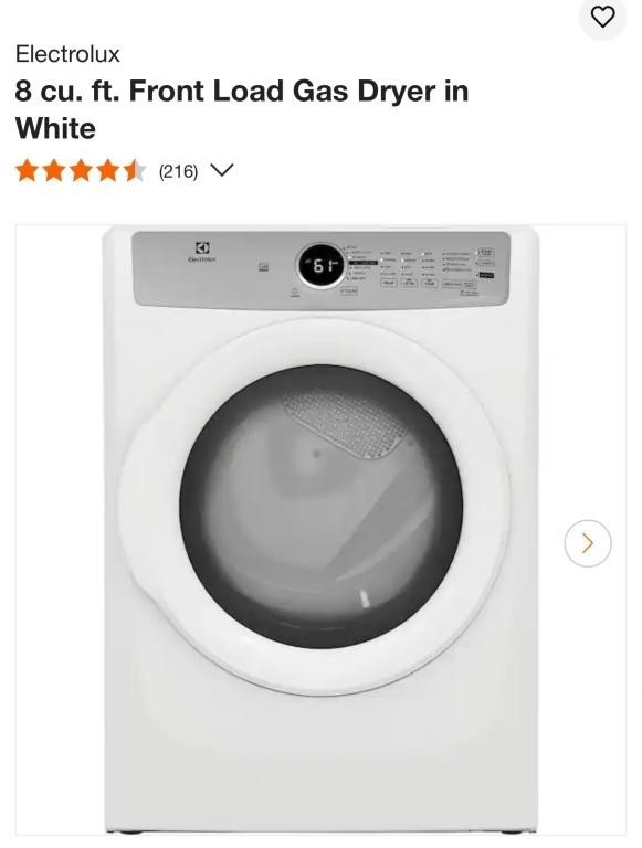 Electrolux 8 Cu Ft White front Load Washer