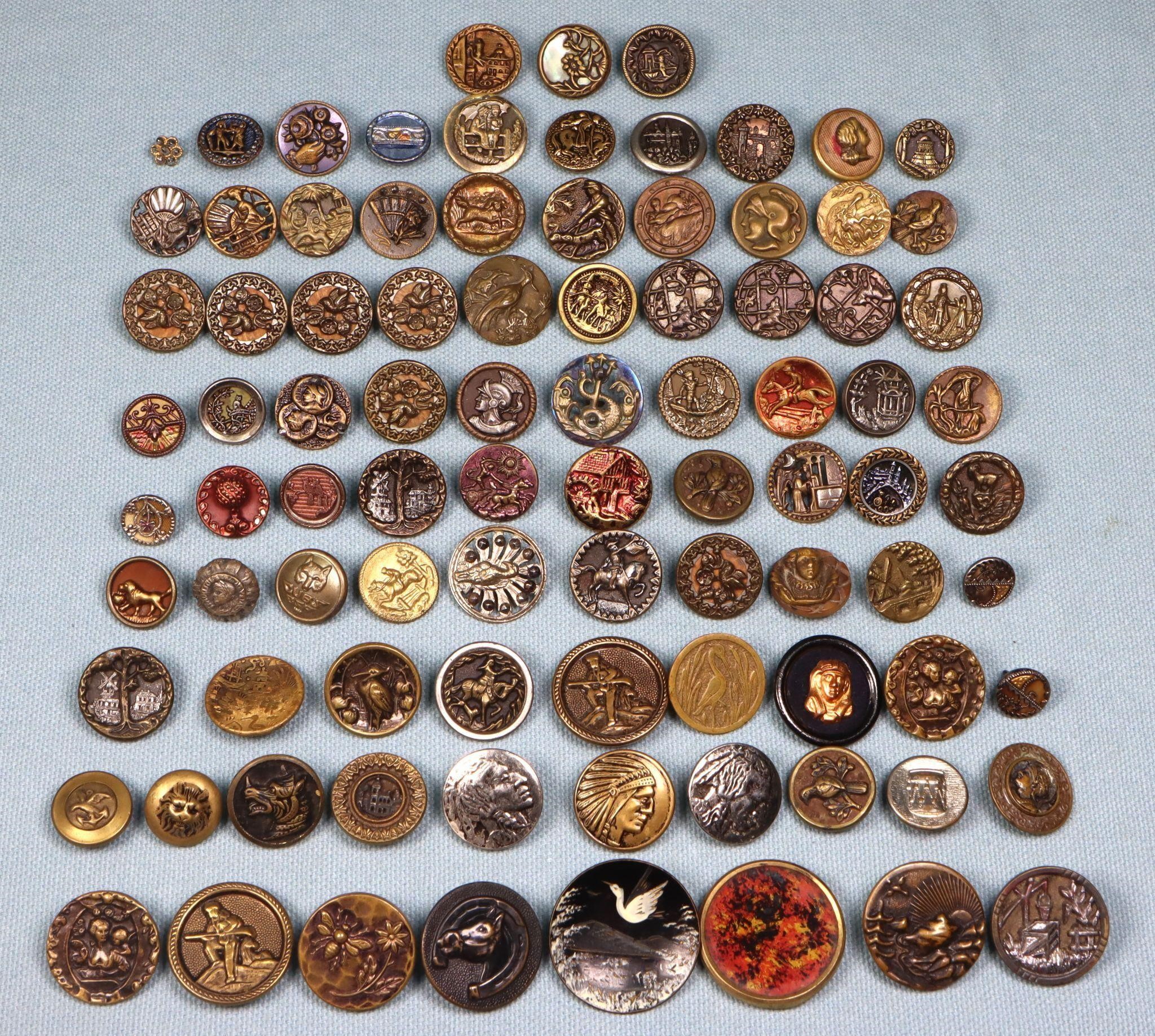 (90) Assorted Victorian Picture Buttons