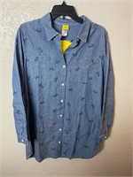 Mickey Mouse Button Up Denim Shirt New