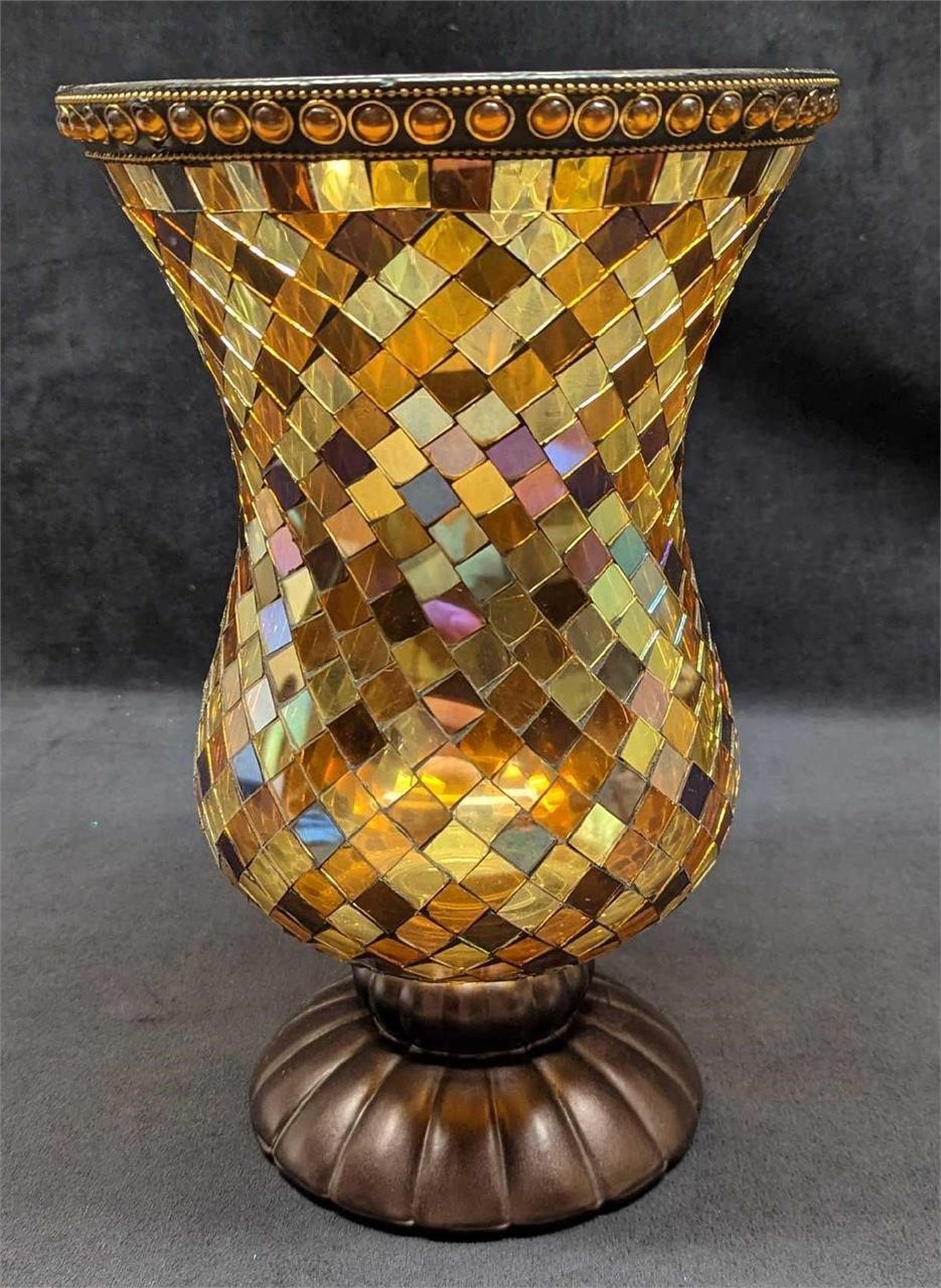Partylite Hurricane Mosaic Glass Candle Holder