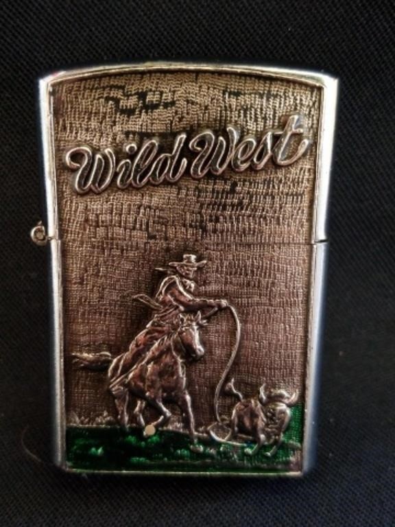Vintage ROMAN Wild West Lighter, 2.25" x 1.5"