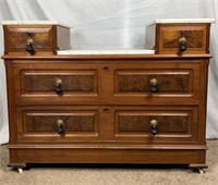 Antique cherry Dresser with Burl Wood, beveled