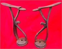 PAIR OF ANTIQUE SHOE COBBLER CAST IRON STANDS 14"T